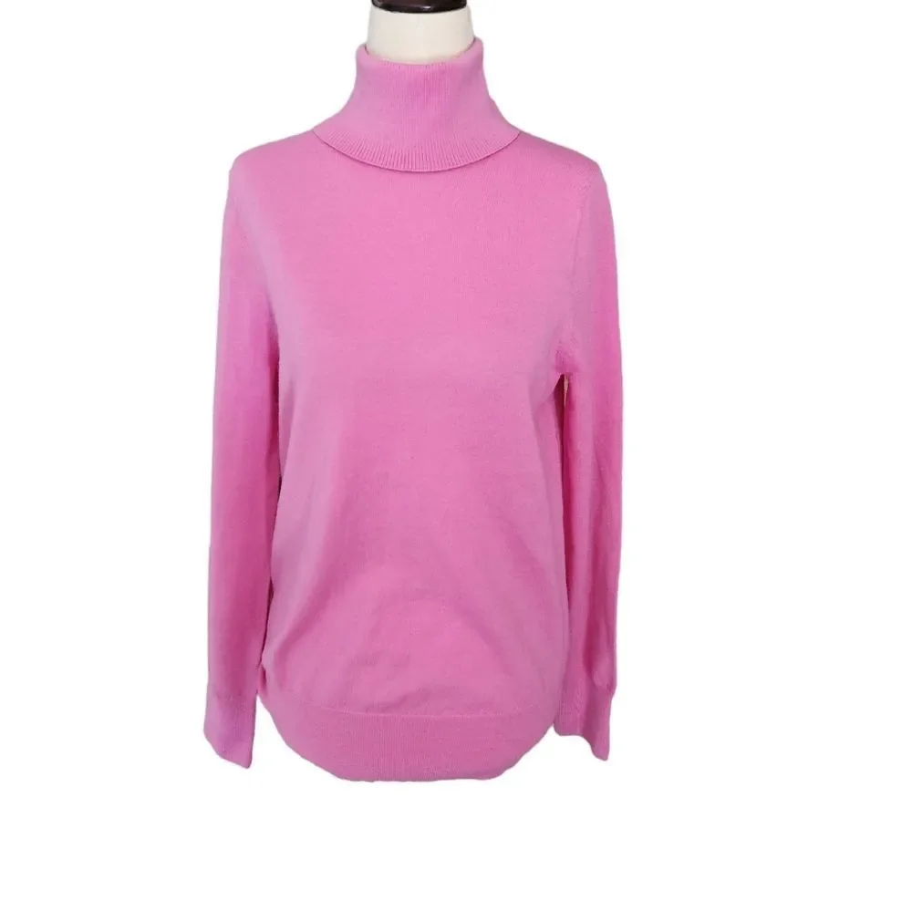 J. Crew Pink Merino Wool Turtle Neck Sweater Medium